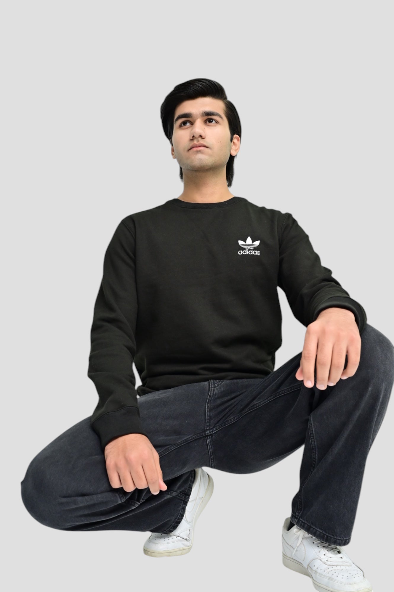 A-D Cotton Fleece SweatShirt Black