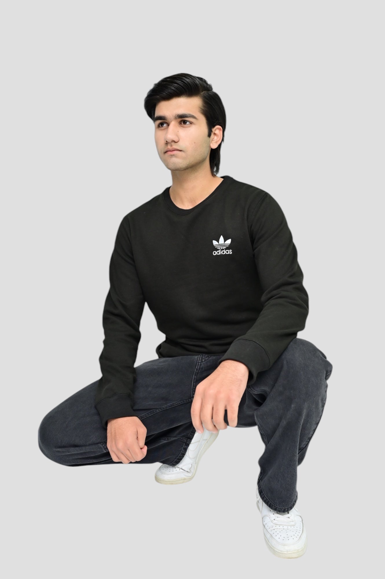 A-D Cotton Fleece SweatShirt Black